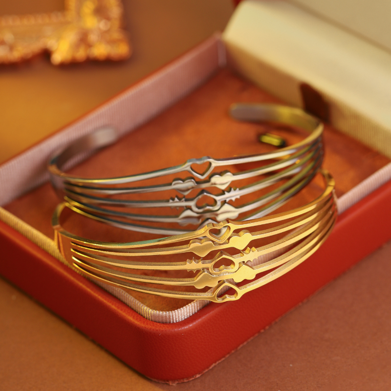 Bohemian Heart Arrow Bracelet, 18K Golden Plated Couples Bangle